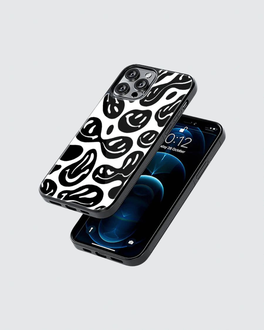 Acid smiles black and white phone case
