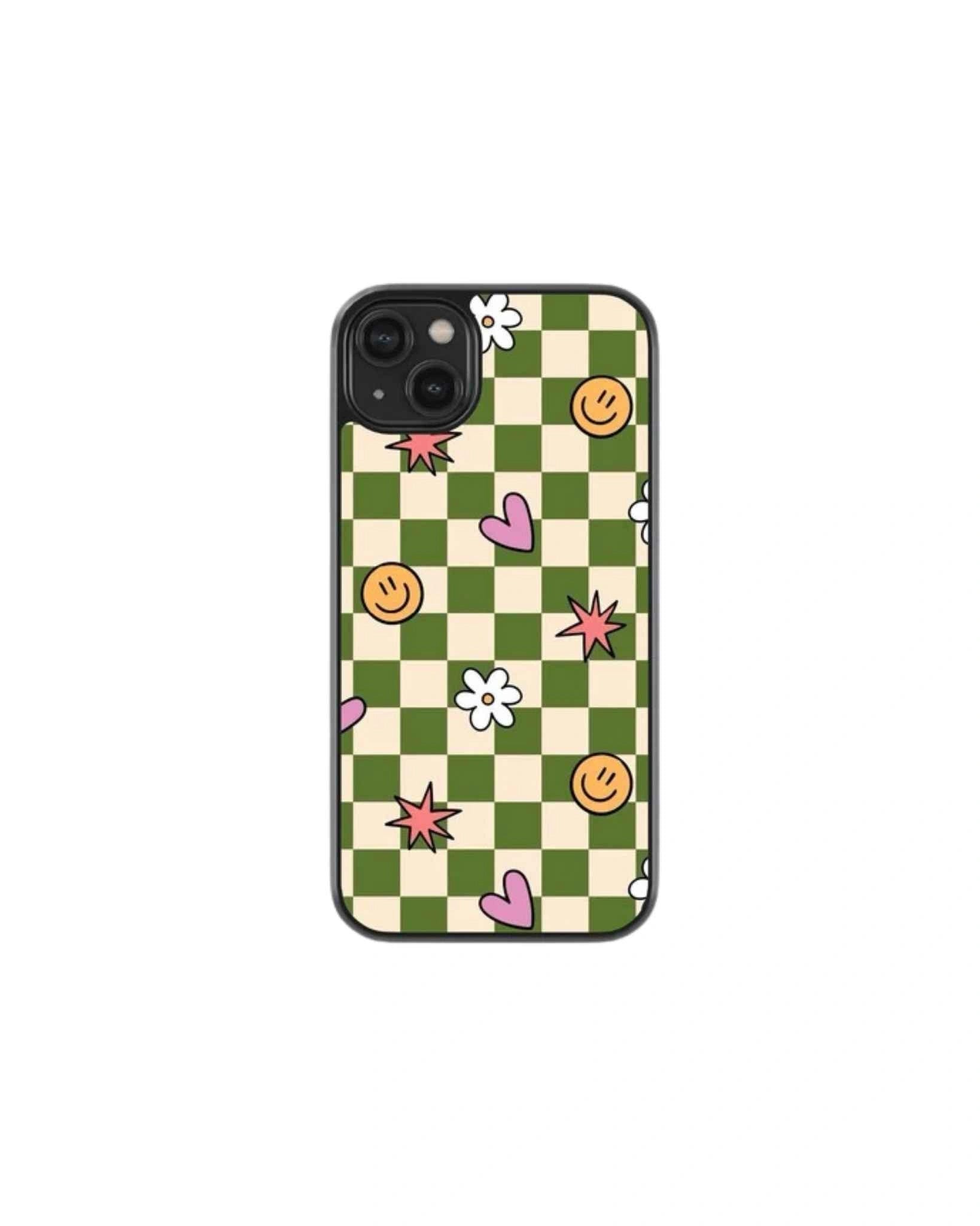 Green floral pattern phone case