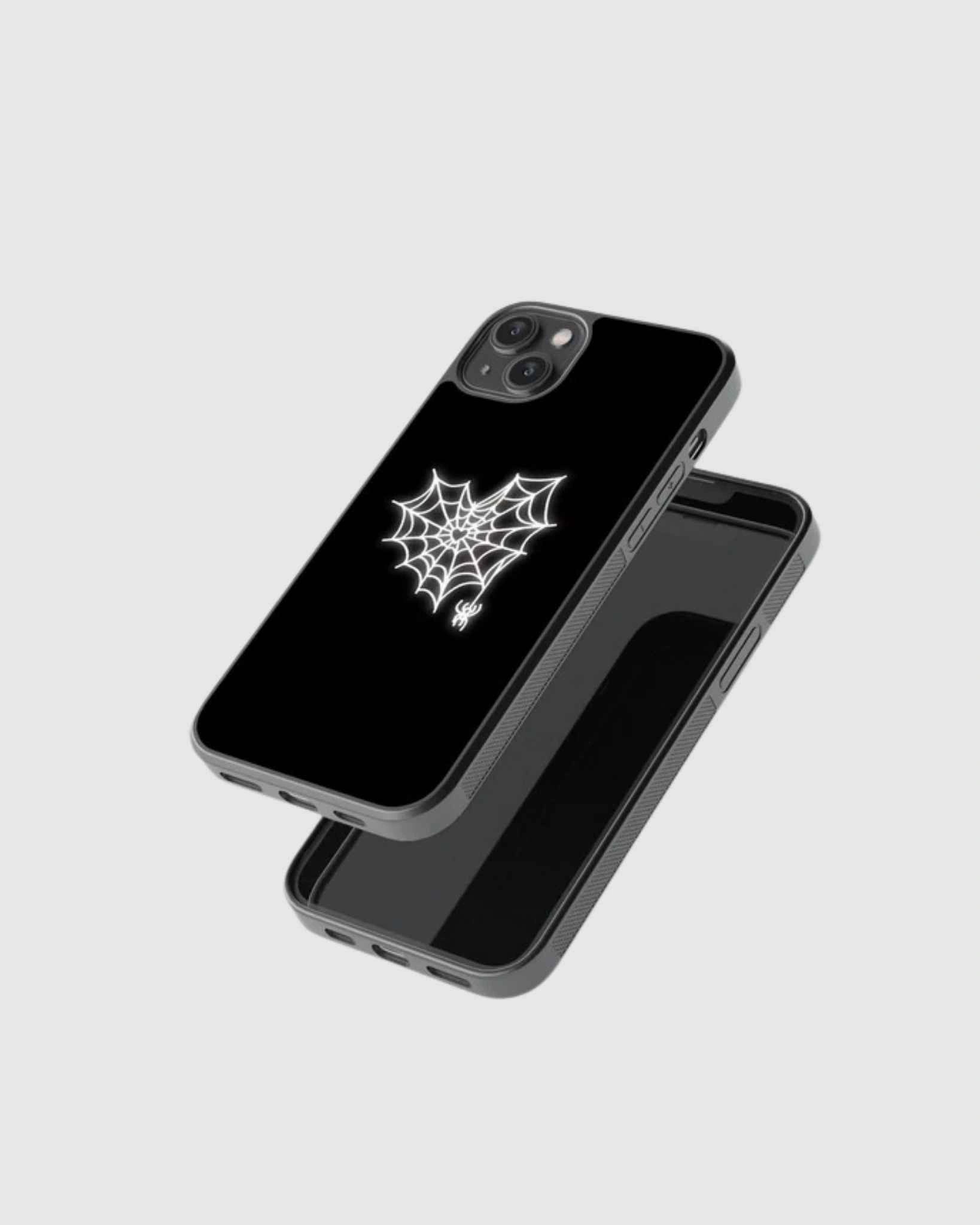 Spider heart glow phone case
