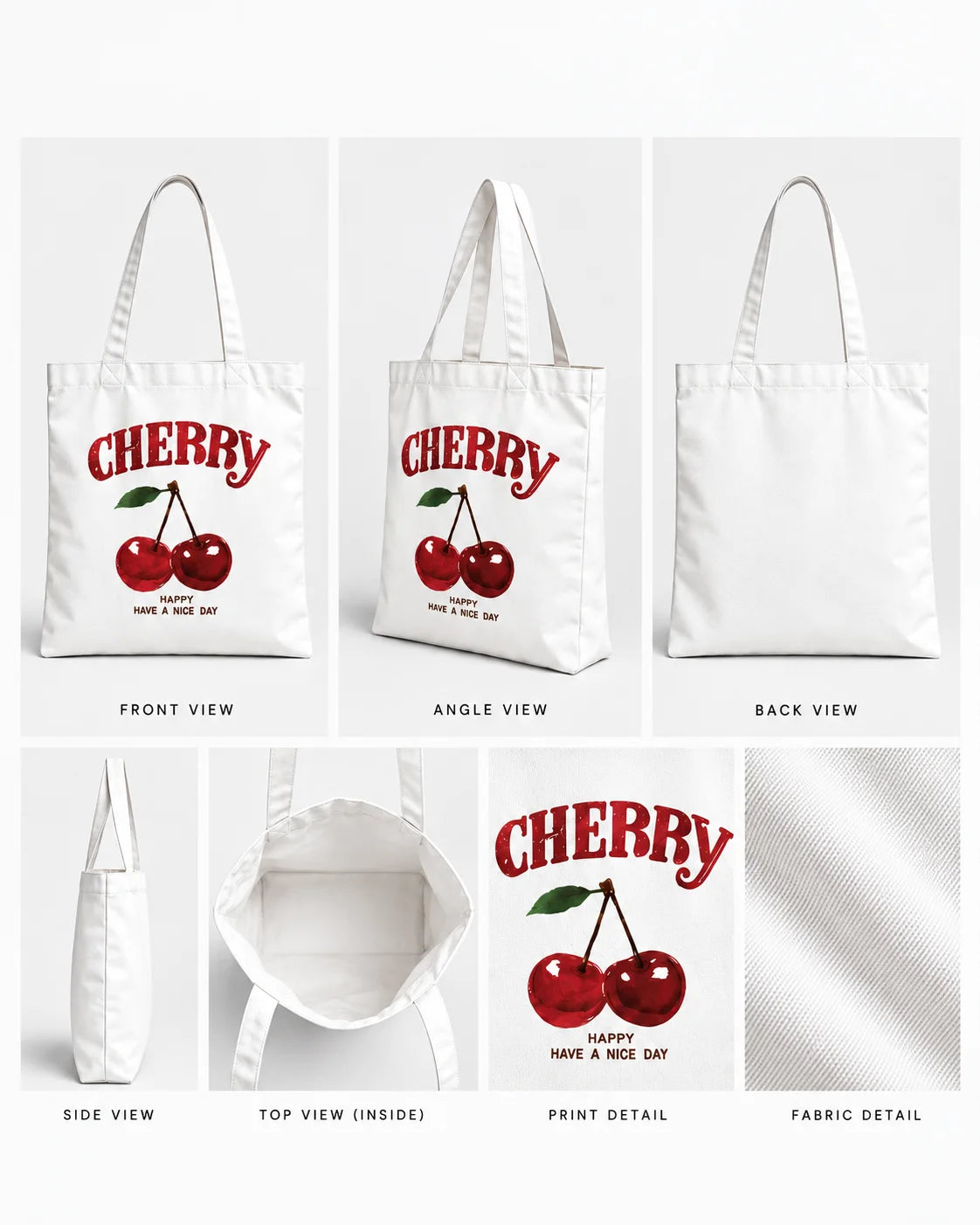 Cherry Cotton Canvas Tote Bag