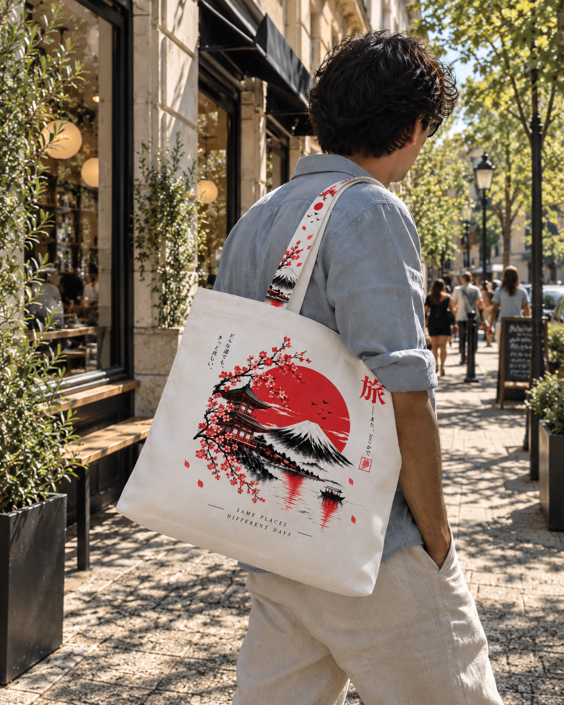 Japanese Cherry Blossom Zip Tote Bag
