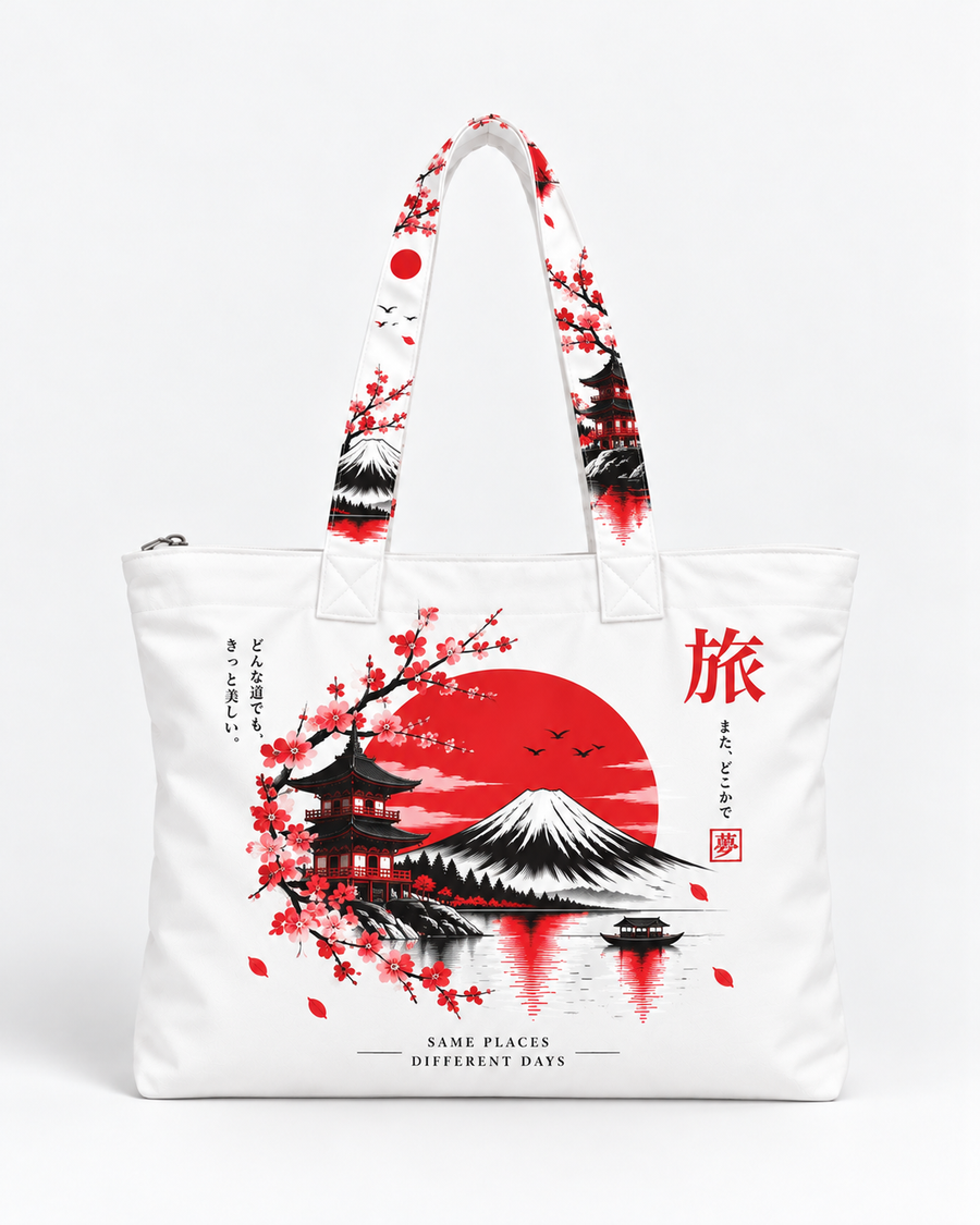 Japanese Cherry Blossom Zip Tote Bag