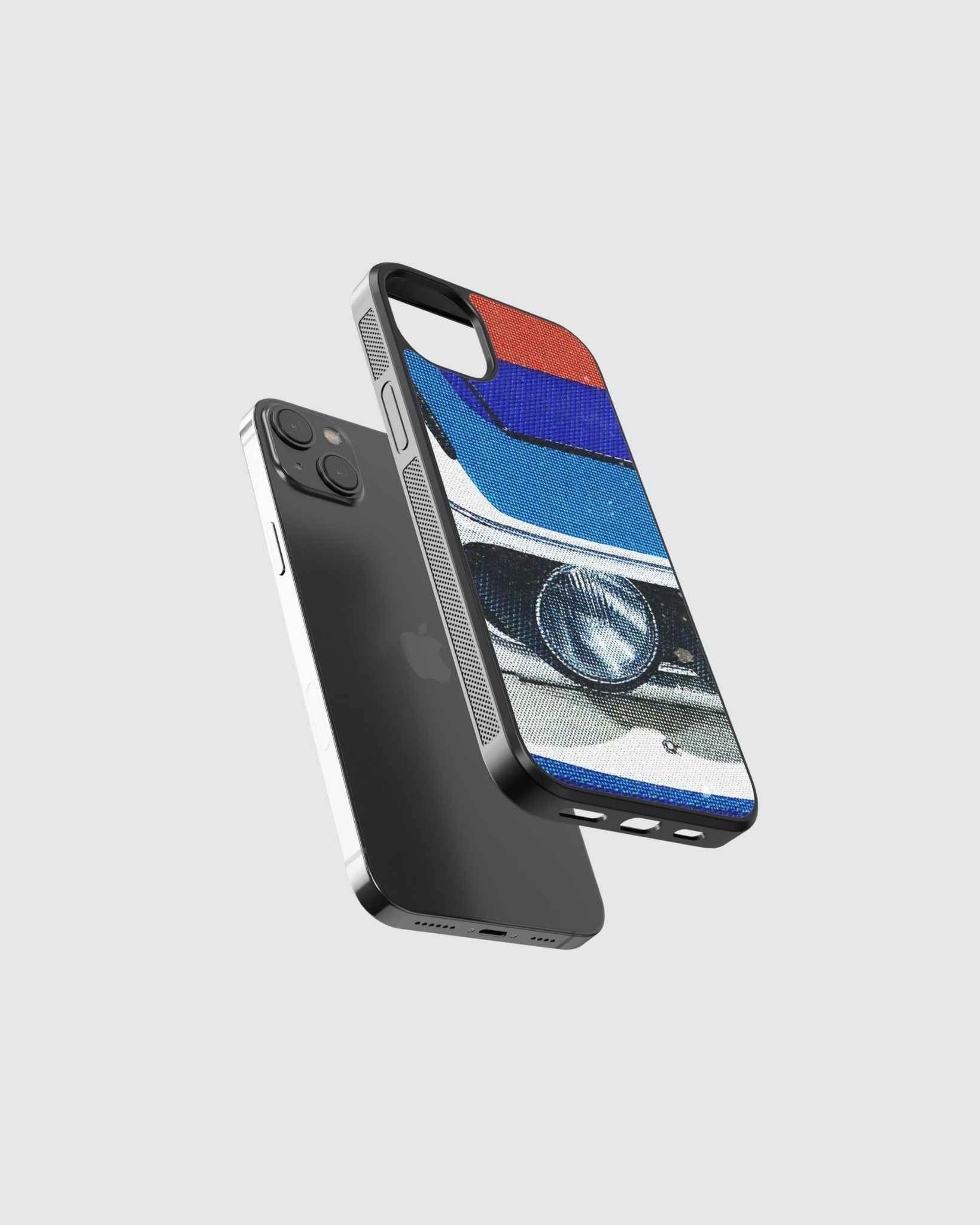 Blue red retro car phone case