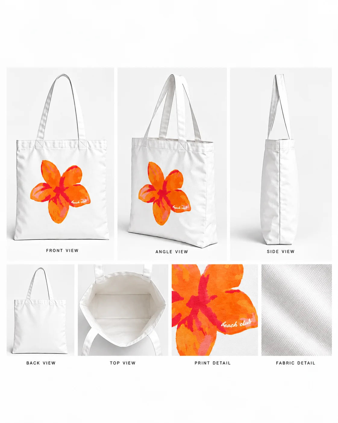 Pink Floral Cotton Canvas Tote Bag