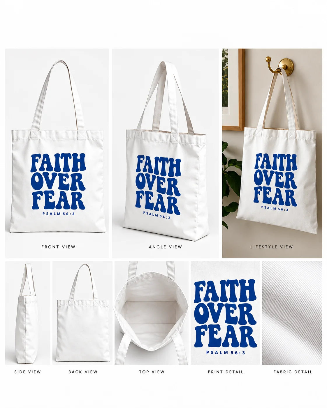 Faith Over Fear Cotton Canvas Tote Bag