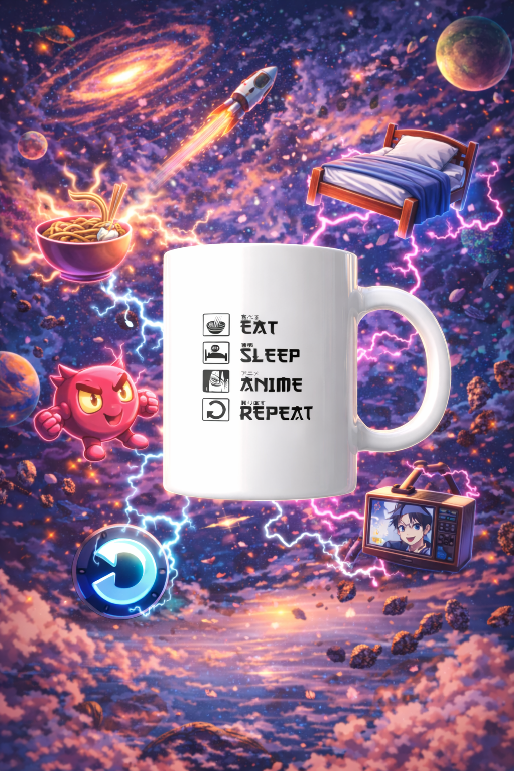 Eat Sleep Anime Repeat Mug